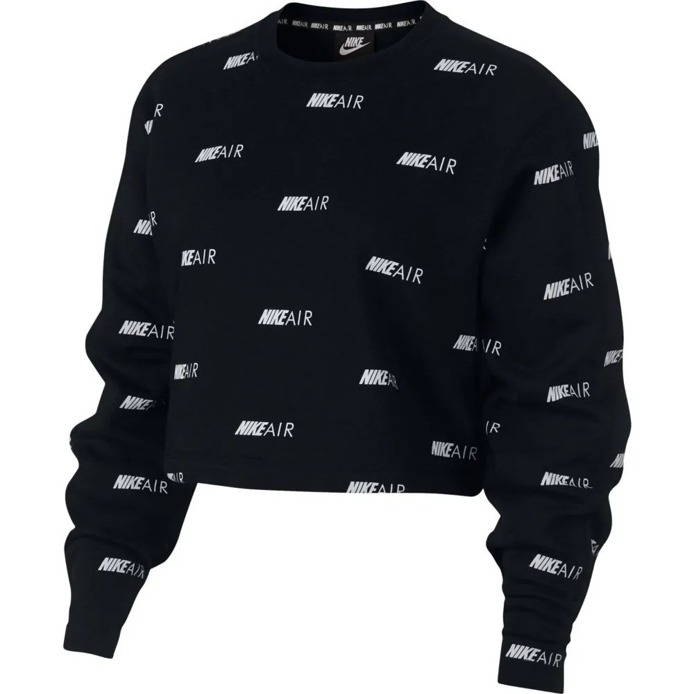 Nike Air All Over Print Crew Logo Cropped Sweatshirt XS